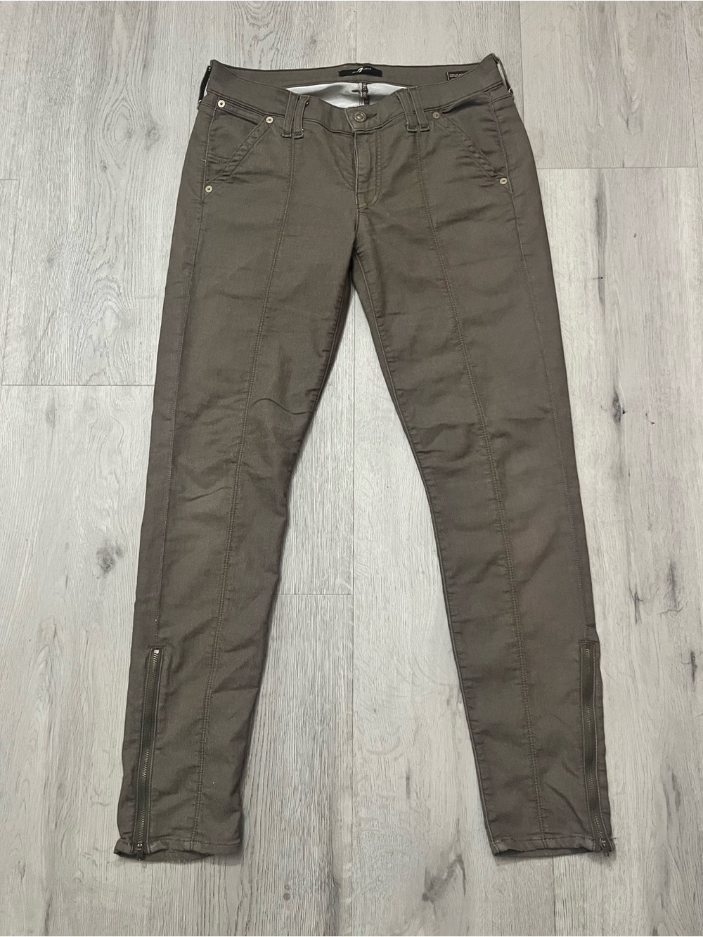 7 For All Mankind Olive Zip-Hem Slim Chinos
